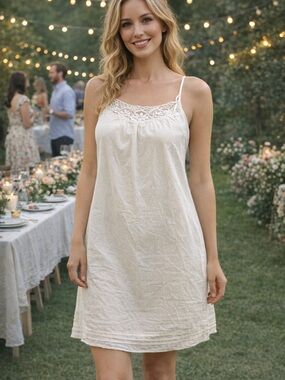 Women's White Lace Trim Camisole Slip